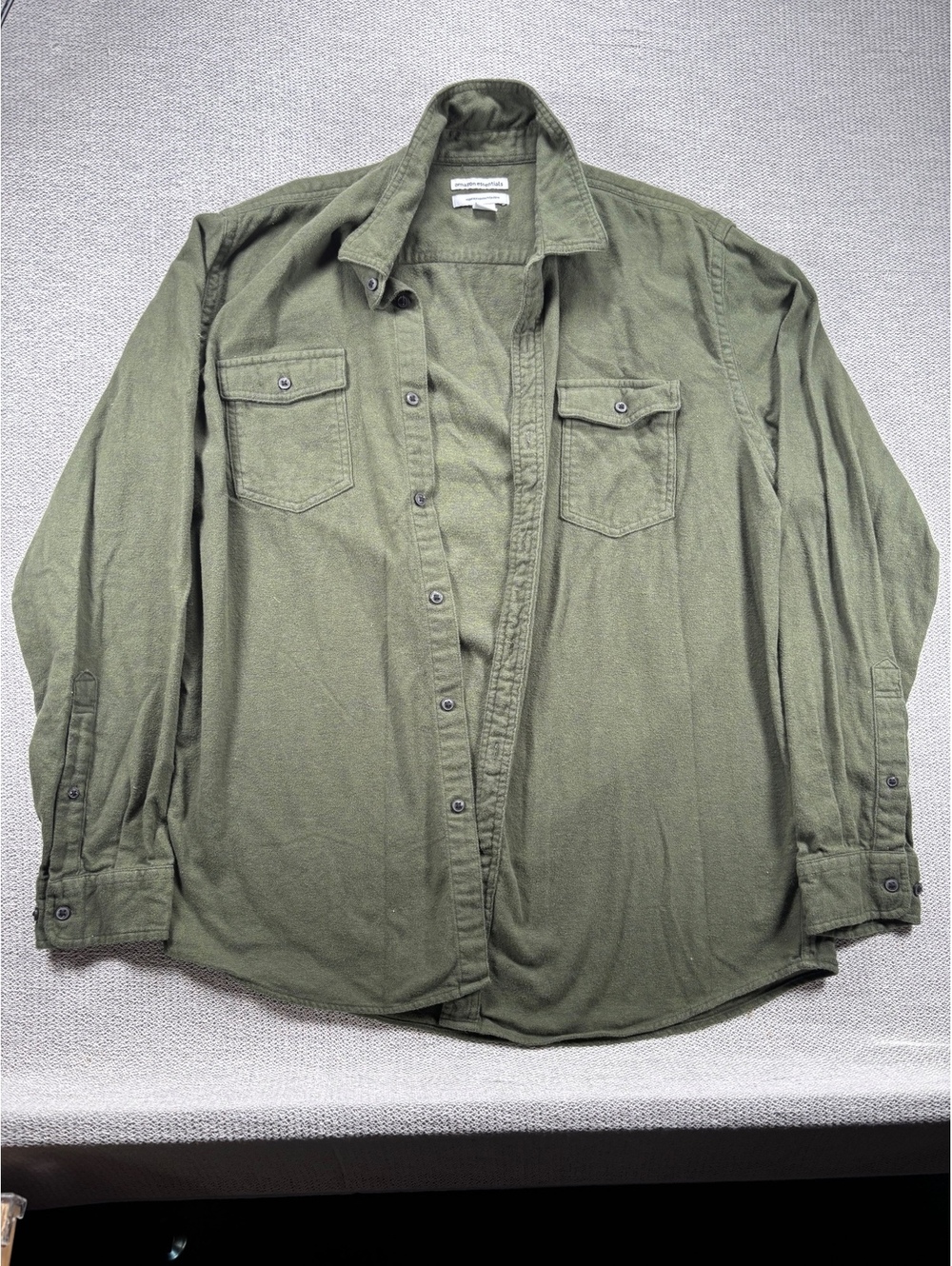 Amazon Essentials Men's Regular Fit Flannel Shirt Jacket in Olive Green, Size L